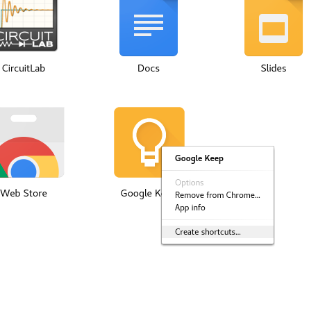 App right-click menu